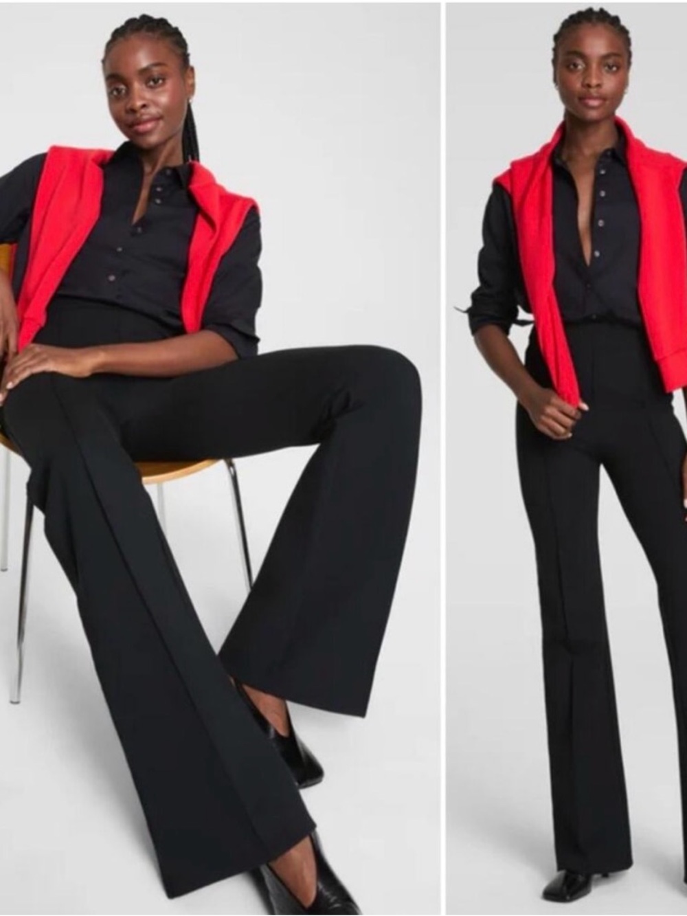 Spanx PerfectFit Ponte Flare Pants Black Small High Rise Dressy Work